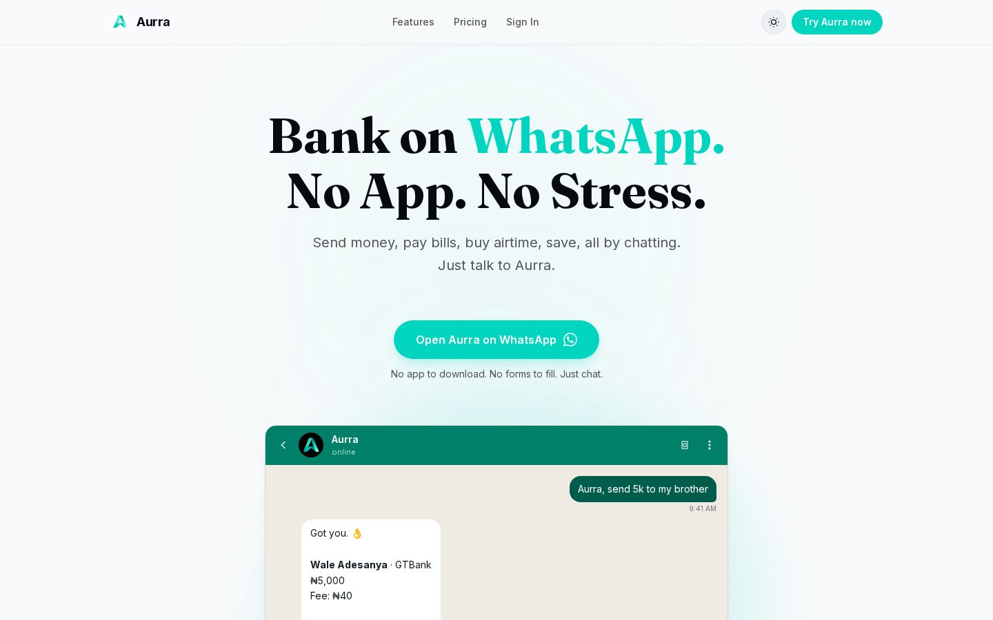 Aurra homepage captured from the original product website